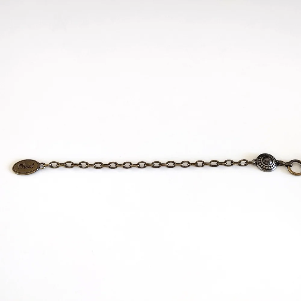 Fossil Brass Rings and Silver Buttons Chain Link Belt M